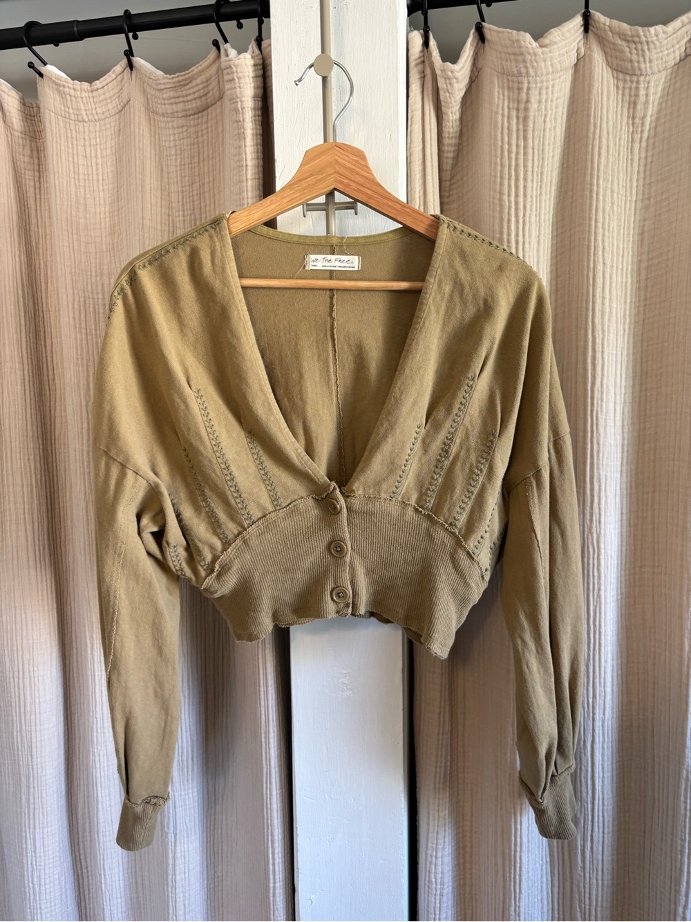 Free People Cropped Cardigan Blouse- Small